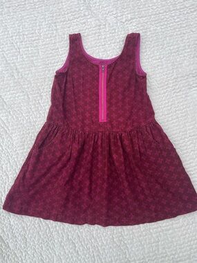 Girls Tea Collection Maroon Pattern Sleeveless Corduroy Dress